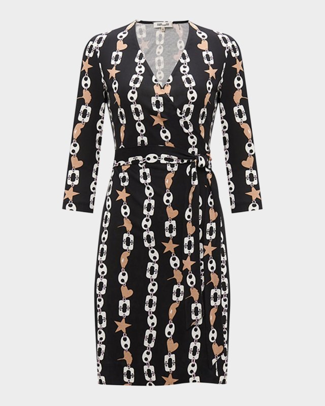 Julian Chain-Print Mini Wrap Dress
